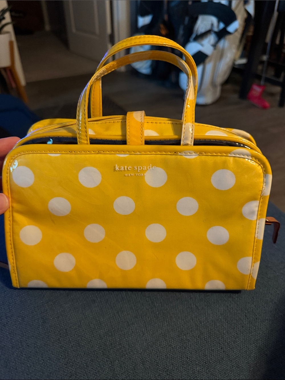 kate spade Yellow Polka Dot Mini toiletry Satchel